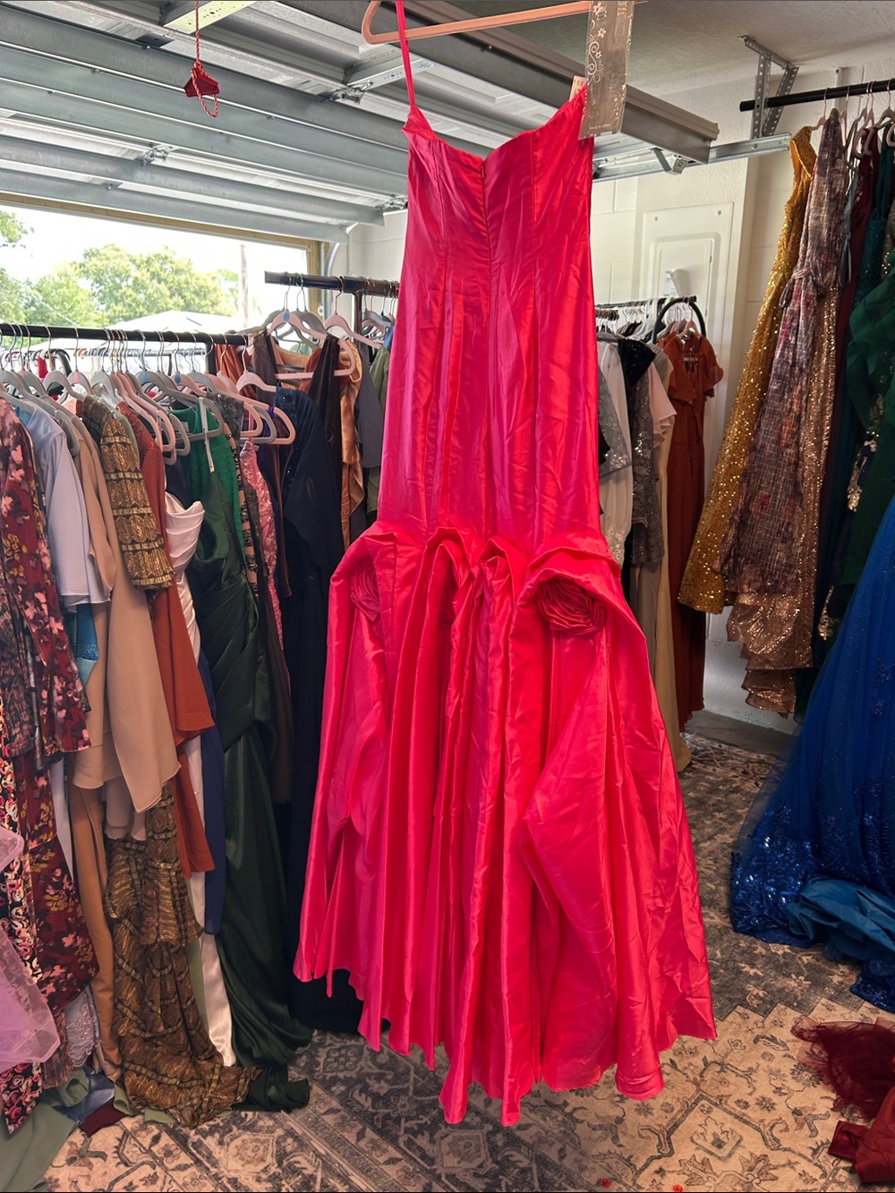 Strapless Hot Pink Ball Gown Dress